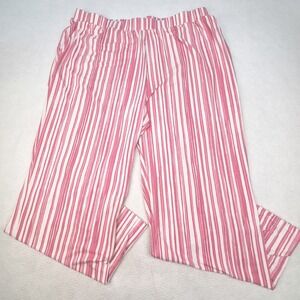 Elizabeth & Clarke Pants Womens 1X Pink Striped StainTech Wide‎ Leg Lounge Fun